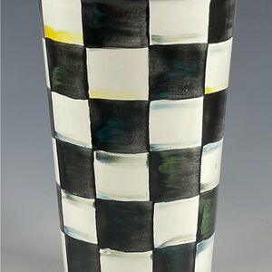 Mackenzie Childs courtly check 20 oz enameled tumbler DAMAGED